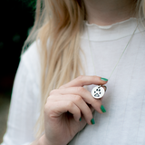 Paw print necklace - fine silver link chain