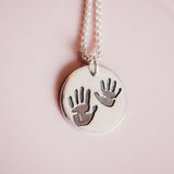 Hand or Footprint Necklace - Silver Link