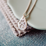 Paw print necklace - silver link chain